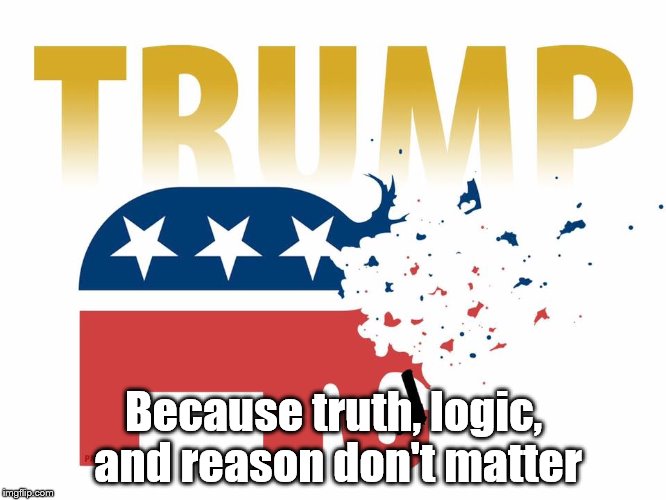 Trump | Because truth, logic, and reason don't matter | image tagged in donald trump | made w/ Imgflip meme maker