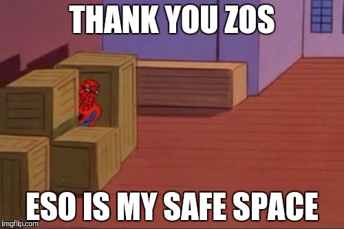 THANK YOU ZOS; ESO IS MY SAFE SPACE | made w/ Imgflip meme maker