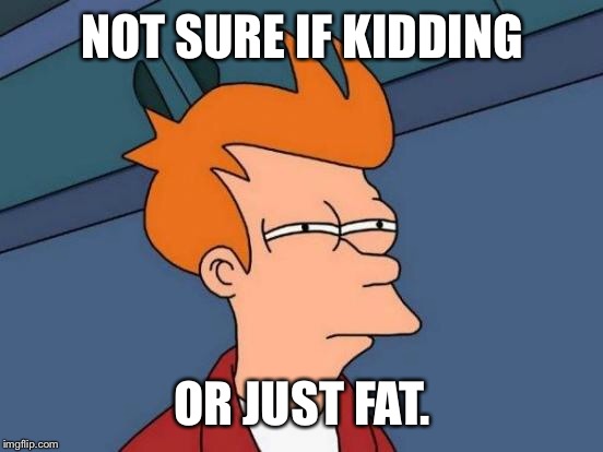 Futurama Fry Meme | NOT SURE IF KIDDING OR JUST FAT. | image tagged in memes,futurama fry | made w/ Imgflip meme maker