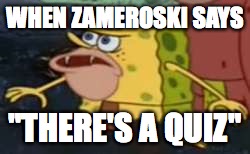 Spongegar | WHEN ZAMEROSKI SAYS; "THERE'S A QUIZ" | image tagged in memes,spongegar | made w/ Imgflip meme maker