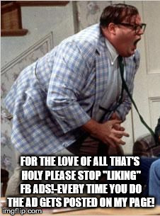 Chris Farley jack shit | FOR THE LOVE OF ALL THAT'S HOLY PLEASE STOP "LIKING" FB ADS!-EVERY TIME YOU DO THE AD GETS POSTED ON MY PAGE! | image tagged in chris farley jack shit | made w/ Imgflip meme maker