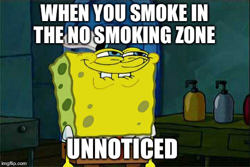 When you... | WHEN YOU SMOKE IN THE NO SMOKING ZONE; UNNOTICED | image tagged in memes,dont you squidward | made w/ Imgflip meme maker