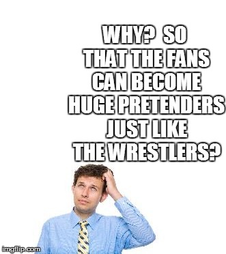 WHY?  SO THAT THE FANS CAN BECOME HUGE PRETENDERS JUST LIKE THE WRESTLERS? | made w/ Imgflip meme maker