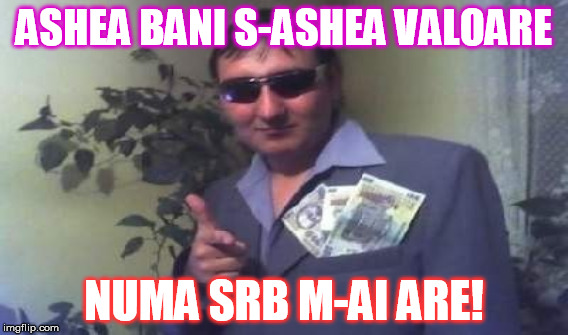 ASHEA BANI S-ASHEA VALOARE; NUMA SRB M-AI ARE! | made w/ Imgflip meme maker