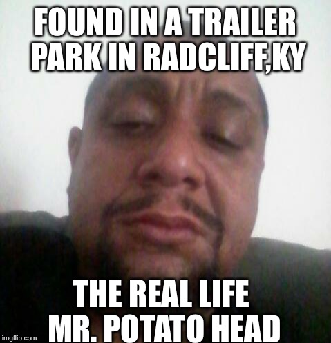 FOUND IN A TRAILER PARK IN RADCLIFF,KY; THE REAL LIFE MR. POTATO HEAD | image tagged in james robinson | made w/ Imgflip meme maker