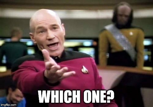Picard Wtf Meme | WHICH ONE? | image tagged in memes,picard wtf | made w/ Imgflip meme maker