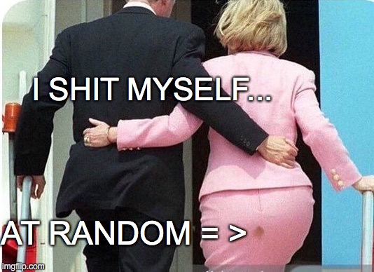 I SHIT MYSELF... AT RANDOM = > | image tagged in wtf hillary | made w/ Imgflip meme maker