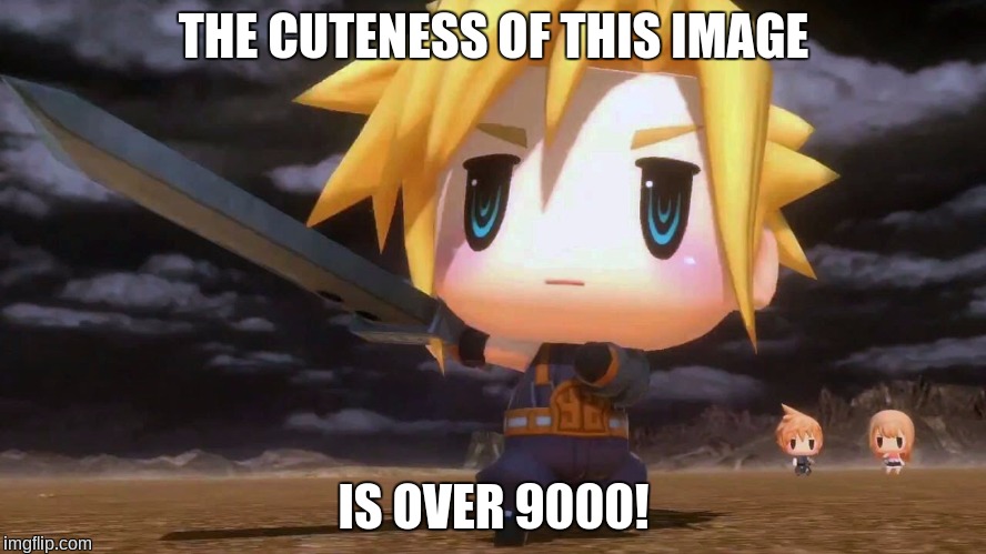THE CUTENESS OF THIS IMAGE; IS OVER 9000! | image tagged in bored,final fantasy,final fantasy 7,over 9000,its over 9000 | made w/ Imgflip meme maker