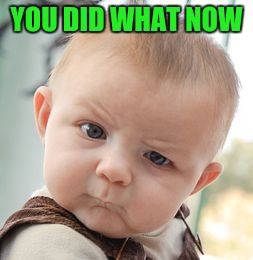 Skeptical Baby | YOU DID WHAT NOW | image tagged in memes,skeptical baby | made w/ Imgflip meme maker
