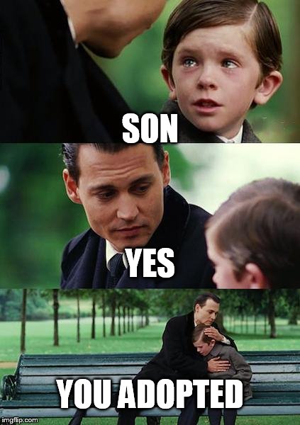Finding Neverland Meme | SON; YES; YOU ADOPTED | image tagged in memes,finding neverland | made w/ Imgflip meme maker