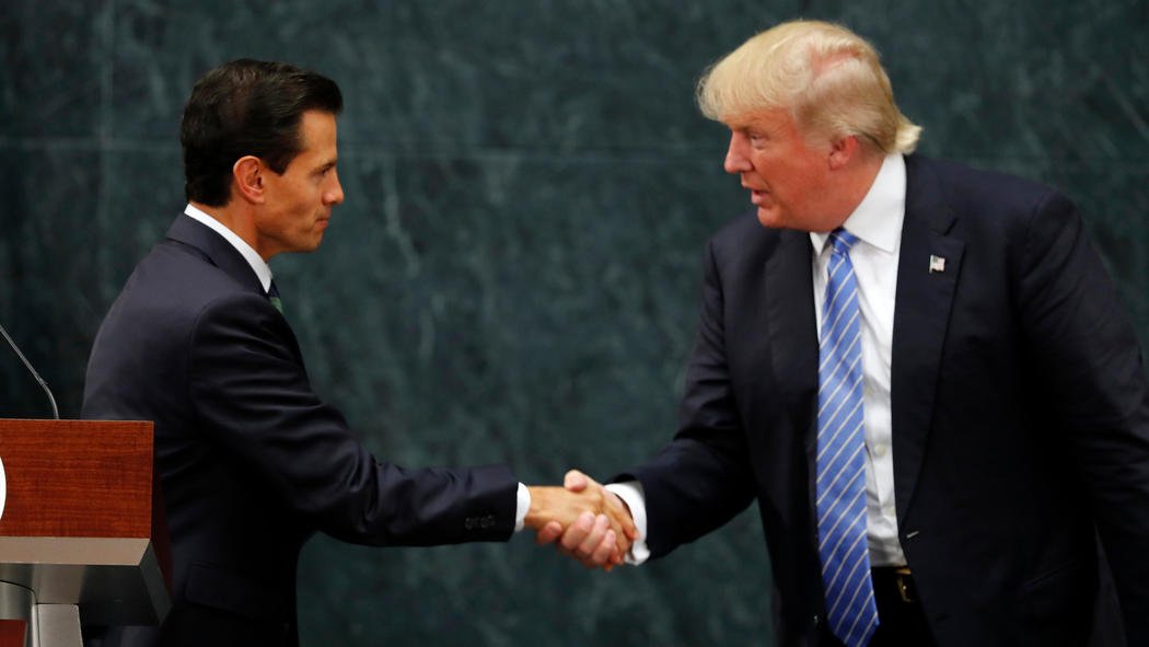 High Quality Trump meets with Mexican President Blank Meme Template