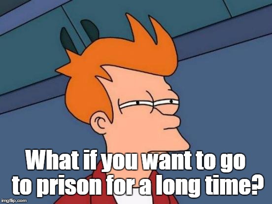 Futurama Fry Meme | What if you want to go to prison for a long time? | image tagged in memes,futurama fry | made w/ Imgflip meme maker