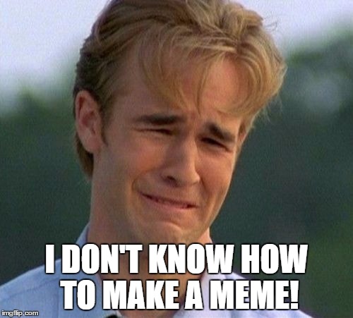 1990s First World Problems Meme | I DON'T KNOW HOW TO MAKE A MEME! | image tagged in memes,1990s first world problems | made w/ Imgflip meme maker