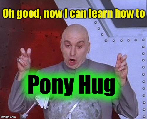Dr Evil Laser Meme | Oh good, now I can learn how to; Pony Hug | image tagged in memes,dr evil laser | made w/ Imgflip meme maker