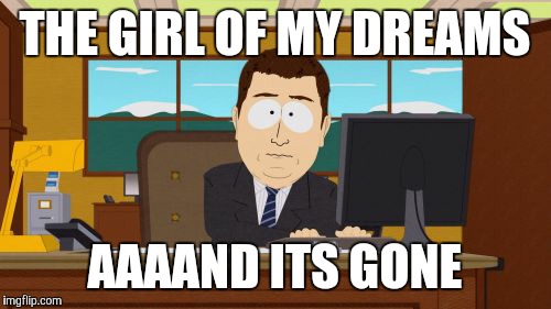 After i see a beautiful girl | THE GIRL OF MY DREAMS; AAAAND ITS GONE | image tagged in memes,aaaaand its gone | made w/ Imgflip meme maker