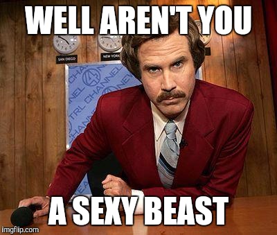 ron burgundy | WELL AREN'T YOU; A SEXY BEAST | image tagged in ron burgundy | made w/ Imgflip meme maker