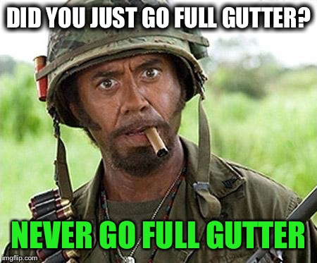 DID YOU JUST GO FULL GUTTER? NEVER GO FULL GUTTER | made w/ Imgflip meme maker