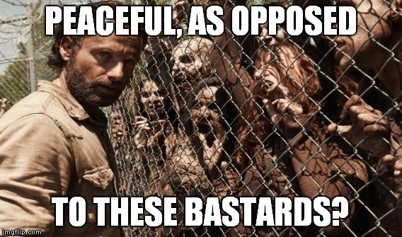 PEACEFUL, AS OPPOSED TO THESE BASTARDS? | made w/ Imgflip meme maker