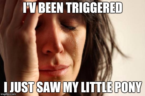 First World Problems | I'V BEEN TRIGGERED; I JUST SAW MY LITTLE PONY | image tagged in memes,first world problems | made w/ Imgflip meme maker