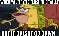 Spongegar | WHEN YOU TRY TO FLUSH THE TOILET; BUT IT DOESNT GO DOWN | image tagged in memes,spongegar | made w/ Imgflip meme maker