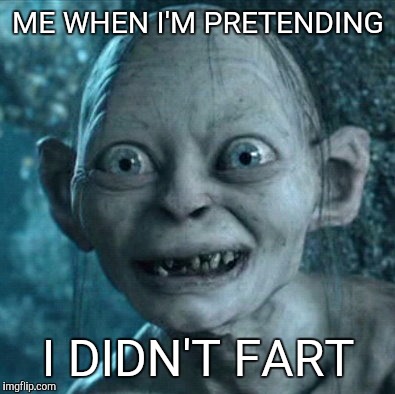 Gollum | ME WHEN I'M PRETENDING; I DIDN'T FART | image tagged in memes,gollum | made w/ Imgflip meme maker