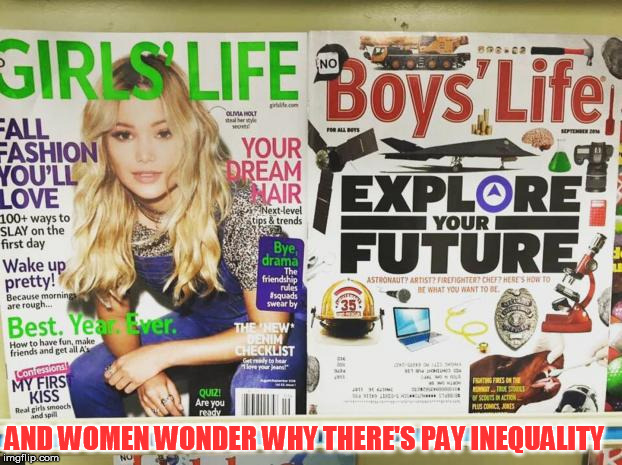 Is this a "Spot the Differences" exercise? | AND WOMEN WONDER WHY THERE'S PAY INEQUALITY | image tagged in memes | made w/ Imgflip meme maker