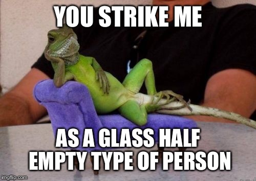 YOU STRIKE ME AS A GLASS HALF EMPTY TYPE OF PERSON | made w/ Imgflip meme maker