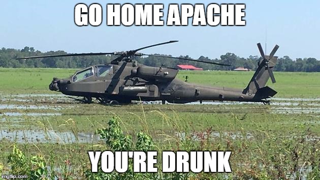 GO HOME APACHE; YOU'RE DRUNK | image tagged in apache | made w/ Imgflip meme maker
