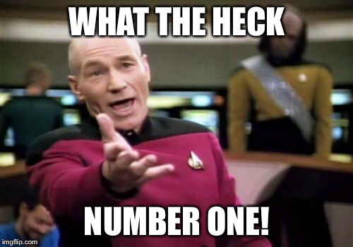 Picard Wtf Meme | WHAT THE HECK NUMBER ONE! | image tagged in memes,picard wtf | made w/ Imgflip meme maker