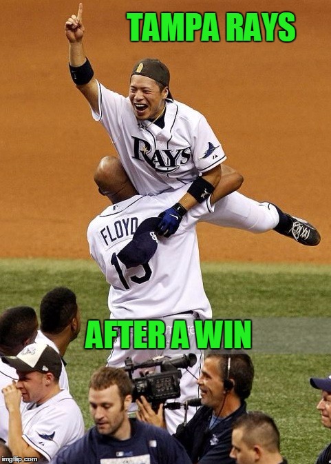 "WE DID IT!!!!!" |  TAMPA RAYS; AFTER A WIN | image tagged in tampa rays | made w/ Imgflip meme maker