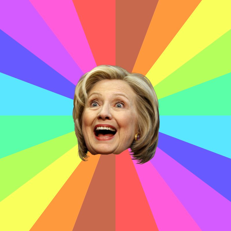 CFG Hillary Bursting Rainbow Colors Blank Meme Template