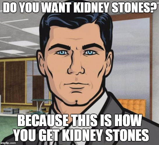 Archer Meme | DO YOU WANT KIDNEY STONES? BECAUSE THIS IS HOW YOU GET KIDNEY STONES | image tagged in memes,archer | made w/ Imgflip meme maker