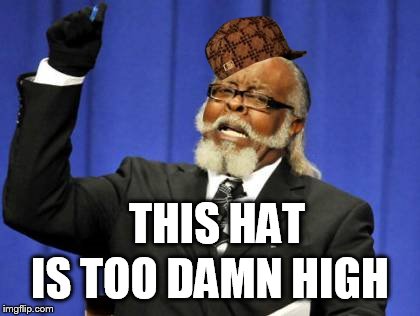 Too Damn High | THIS HAT; IS TOO DAMN HIGH | image tagged in memes,too damn high,scumbag | made w/ Imgflip meme maker