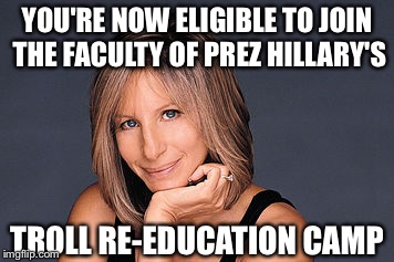 YOU'RE NOW ELIGIBLE TO JOIN THE FACULTY OF PREZ HILLARY'S TROLL RE-EDUCATION CAMP | made w/ Imgflip meme maker