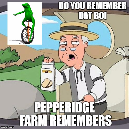 Pepperidge Farm Remembers | DO YOU REMEMBER DAT BOI; PEPPERIDGE FARM REMEMBERS | image tagged in memes,pepperidge farm remembers | made w/ Imgflip meme maker