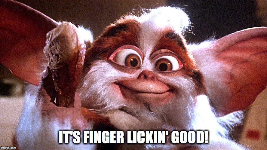 Daffy Chicken | IT'S FINGER LICKIN' GOOD! | image tagged in gremlins,kfc colonel sanders | made w/ Imgflip meme maker