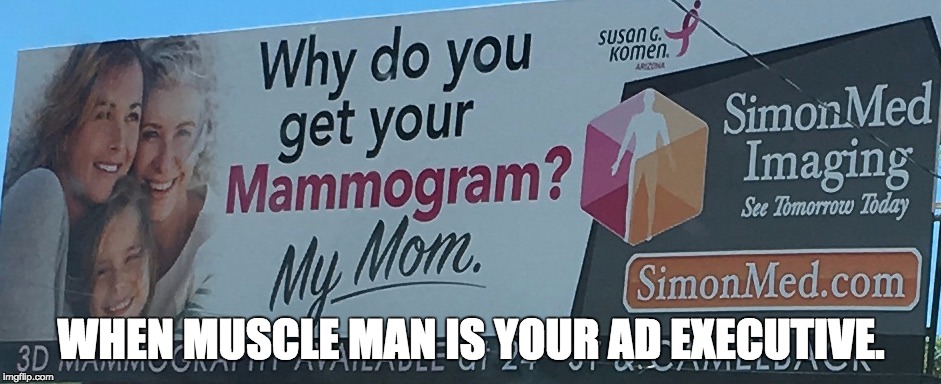 Executive VP Muscle man | WHEN MUSCLE MAN IS YOUR AD EXECUTIVE. | image tagged in memes,funny,muscle man my mom,muscle man,regular show,the regular show | made w/ Imgflip meme maker