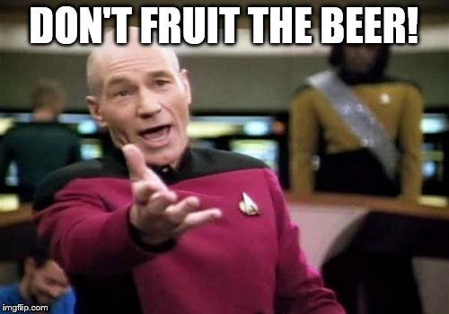 Picard Wtf Meme | DON'T FRUIT THE BEER! | image tagged in memes,picard wtf | made w/ Imgflip meme maker