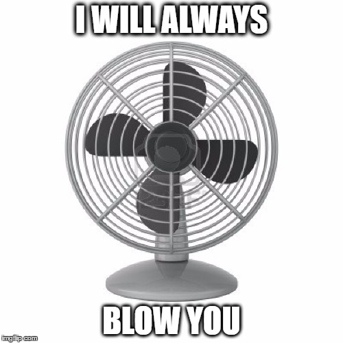 Fan | I WILL ALWAYS; BLOW YOU | image tagged in fan,blow | made w/ Imgflip meme maker
