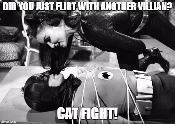 DID YOU JUST FLIRT WITH ANOTHER VILLIAN? CAT FIGHT! | made w/ Imgflip meme maker