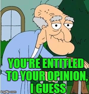 YOU'RE ENTITLED TO YOUR OPINION,  I GUESS | image tagged in perve | made w/ Imgflip meme maker