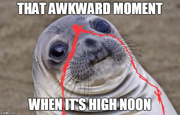 Awkward Moment Sealion Meme | THAT AWKWARD MOMENT; WHEN IT'S HIGH NOON | image tagged in memes,awkward moment sealion,overwatch | made w/ Imgflip meme maker