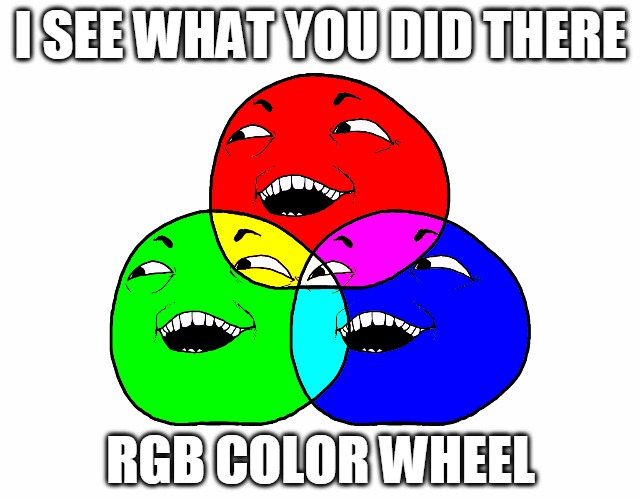 Fun with Photoshop... | I SEE WHAT YOU DID THERE; RGB COLOR WHEEL | image tagged in i see what you did there - rgb color wheel,memes,i see what you did there,rgb,color wheel,red green blue | made w/ Imgflip meme maker
