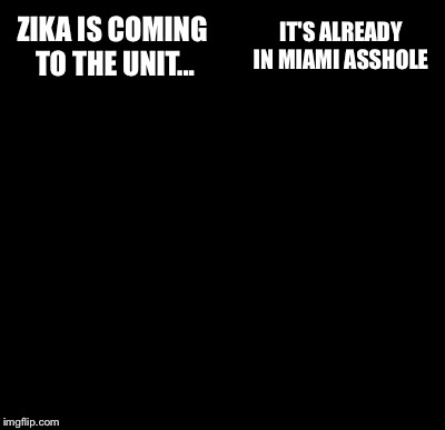 Batman Slapping Robin Meme | ZIKA IS COMING TO THE UNIT... IT'S ALREADY IN MIAMI ASSHOLE | image tagged in memes,batman slapping robin | made w/ Imgflip meme maker