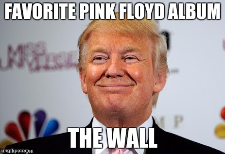 Heh. .  | FAVORITE PINK FLOYD ALBUM; THE WALL | image tagged in donald trump approves,pink floyd | made w/ Imgflip meme maker