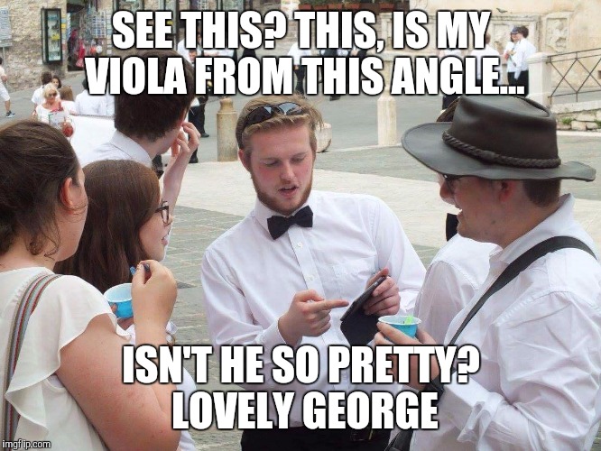 See my viola from this angle...? | SEE THIS? THIS, IS MY VIOLA FROM THIS ANGLE... ISN'T HE SO PRETTY? LOVELY GEORGE | image tagged in if you look at it like this,memes,viola,george,music,thatbritishviolaguy | made w/ Imgflip meme maker