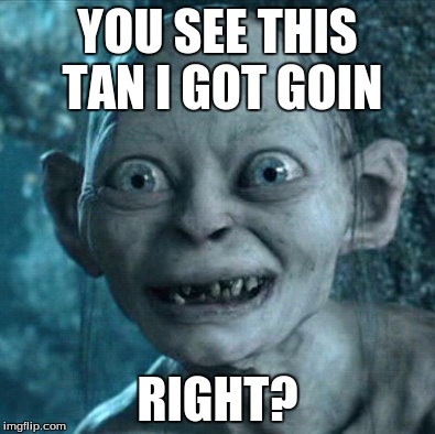 tan | YOU SEE THIS TAN I GOT GOIN; RIGHT? | image tagged in memes,gollum | made w/ Imgflip meme maker