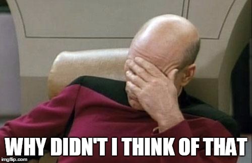 Captain Picard Facepalm Meme | WHY DIDN'T I THINK OF THAT | image tagged in memes,captain picard facepalm | made w/ Imgflip meme maker