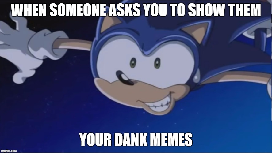 The Moment You've Waited For | WHEN SOMEONE ASKS YOU TO SHOW THEM; YOUR DANK MEMES | image tagged in see ya - sonic x,imgflip,imgflip unite,trolls,awkward | made w/ Imgflip meme maker