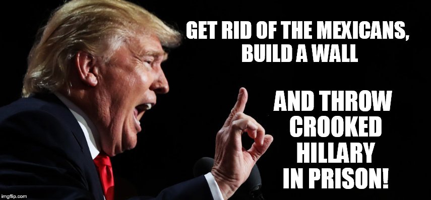 AND THROW CROOKED HILLARY IN PRISON! GET RID OF THE MEXICANS, BUILD A WALL | made w/ Imgflip meme maker